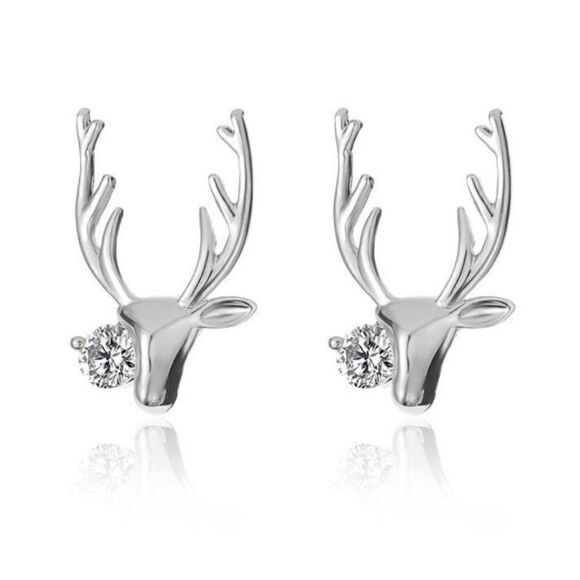'🎄Silver Reindeer Games' Post Earrings - Picture 1 of 3